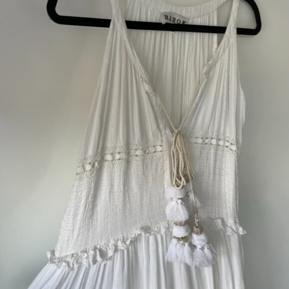 ANTHROPOLOGIE Barok Paris Melfi Shimmer Tiered Tasseled Cover-Up Maxi Dress RARE - Picture 3 of 7